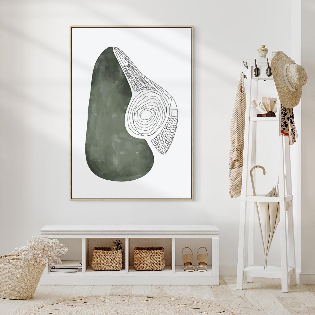 Obraz w ramie 80x120 - Owocowe Boho Inspiracje - minimalistyczny plakat, gruszka - rama drewno