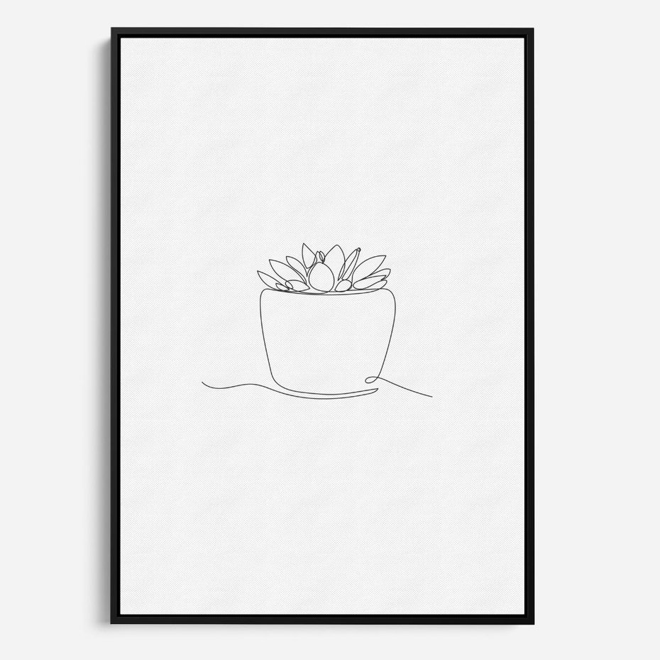 Obraz w ramie 70x100 - Rozkwitające Echa - szkic, minimalizm - rama czarna