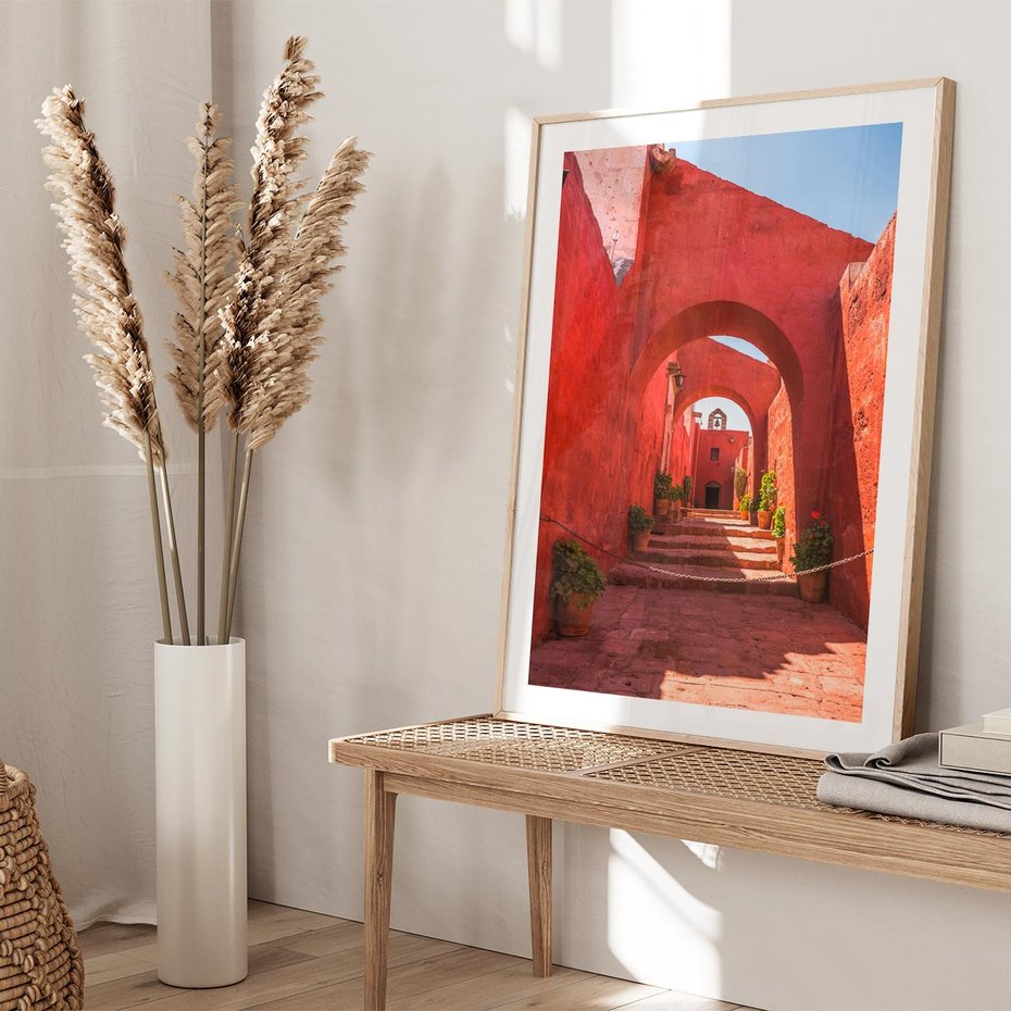 Plakat w ramie 50x70 - Perspektywa Uliczki - uliczka, perspektywa - rama drewno