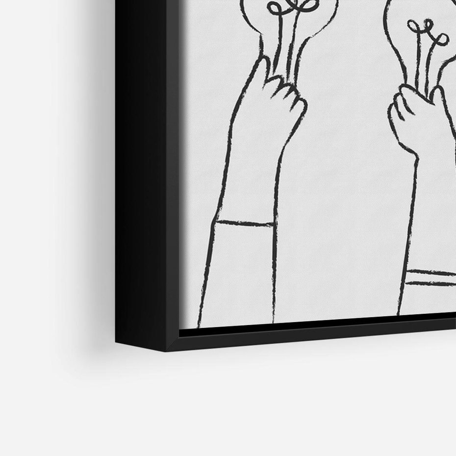 Obraz w ramie 70x50 - Idea w Rękach - szkic, grafika - rama czarna