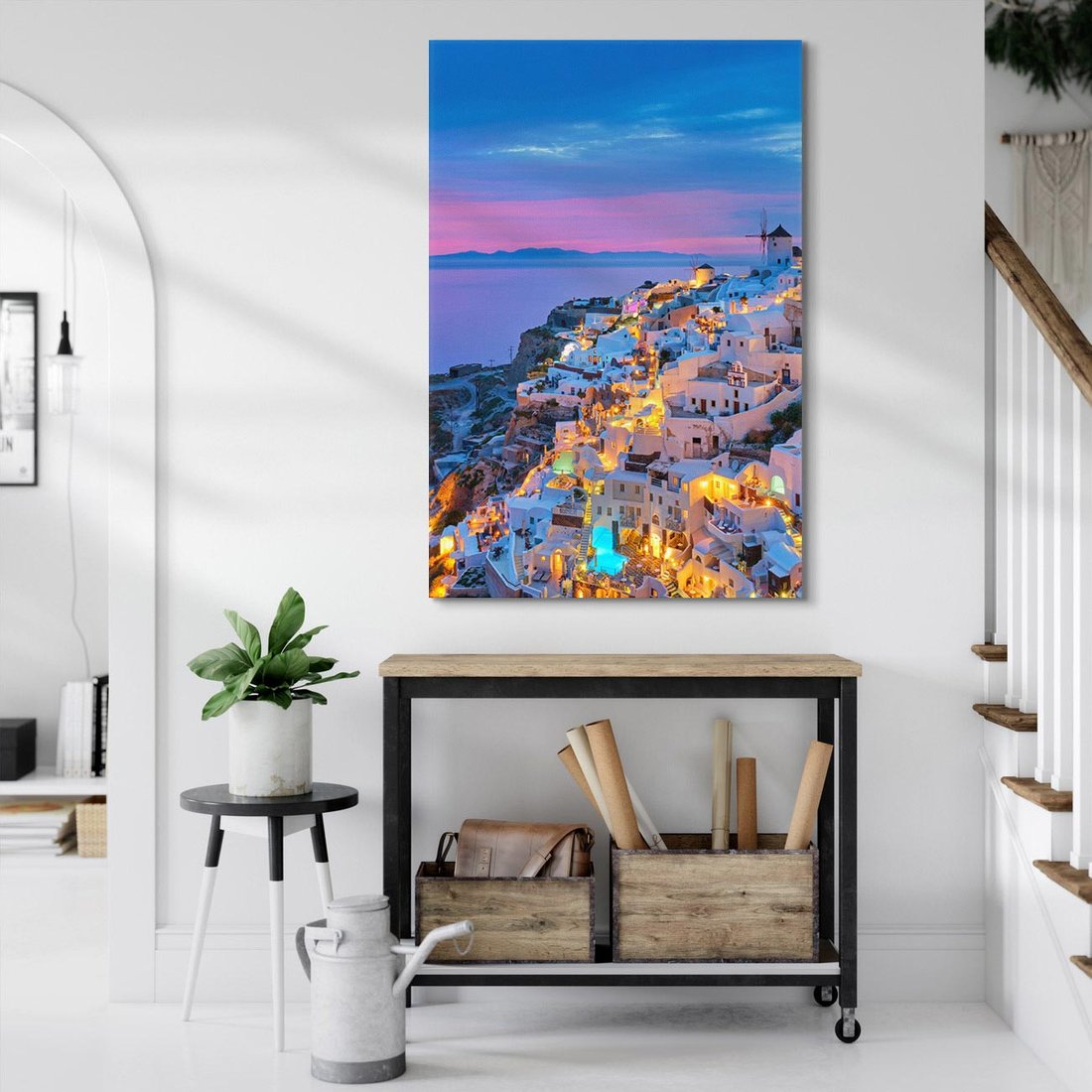 Obraz na płótnie 80x120 - Wyblakłe wspomnienia gwiazd - Santorini, wieczór