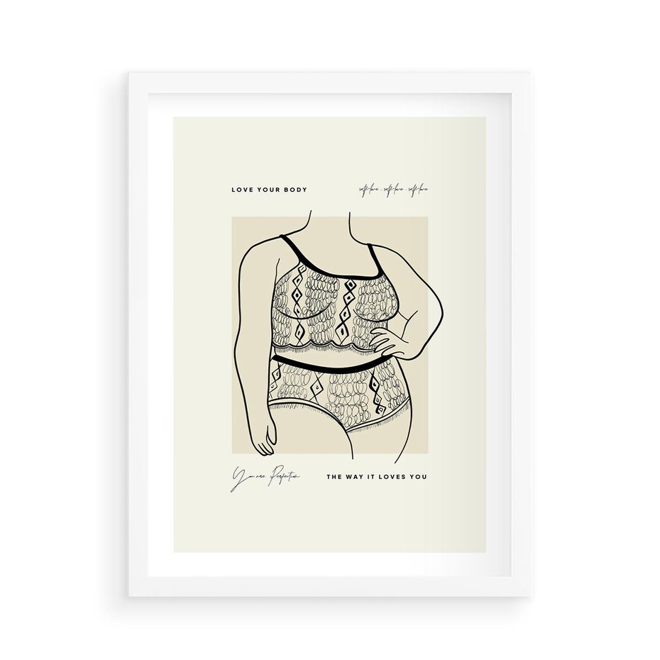 Plakat w ramie 50x70 - Spojrzenia Wewnętrznych Widoków - nowoczesna sztuka kobieca, plakat - rama biała