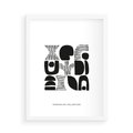 Plakat w ramie 50x70 - Taniec Dziwacznych Kresek - minimalistyczny plakat, czarno biały - rama biała
