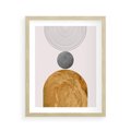 Plakat w ramie 40x50 - Złote Półkole w Sztuce Geometrii - grafika, złote półkole - rama drewno