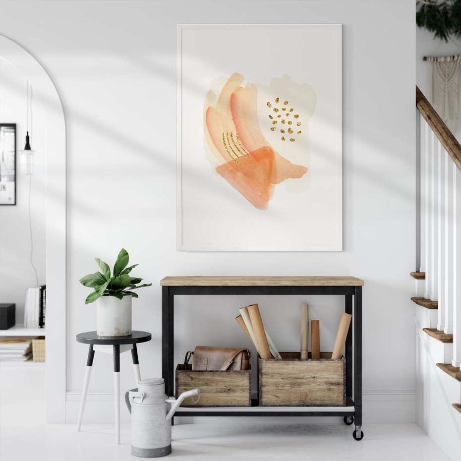 Plakat bez ramy 21x30 - Rozkwitające Odbicia Form - abstrakcyjne akwarelowe plamy, minimalizm