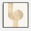 Obraz w ramie 50x50 - Podróżne Kształty - geometryczne linie w złotym kolorze, minimalizm - rama czarna