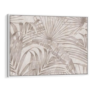 Obraz w ramie 120x80 - Odsłonięte liściowe wspomnienia - monochromatyczne, kolory sepii - rama biała