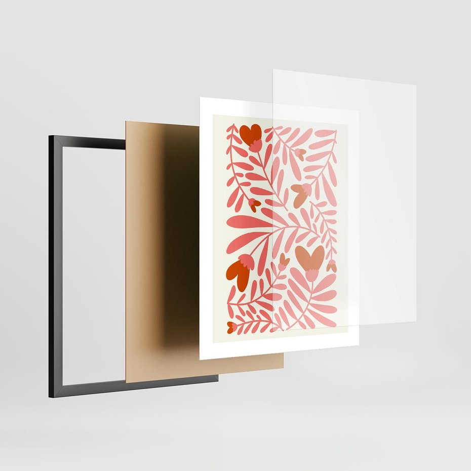 Plakat w ramie 40x50 - Taniec komplementarnych barw - kwiaty, pastelowe kolory - rama czarna