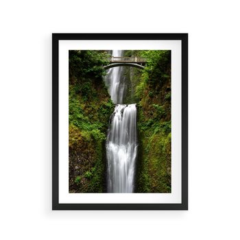 Plakat w ramie 50x70 - Siła i Urok Natury - wodospad, las - rama czarna