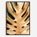 Obraz w ramie 50x70 - Piękno i Styl - złote, liście - rama czarna