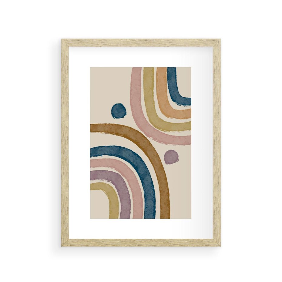 Plakat w ramie 30x40 - Kształtujące Inspiracje - abstrakcyjne tęcze, kompozycja - rama drewno