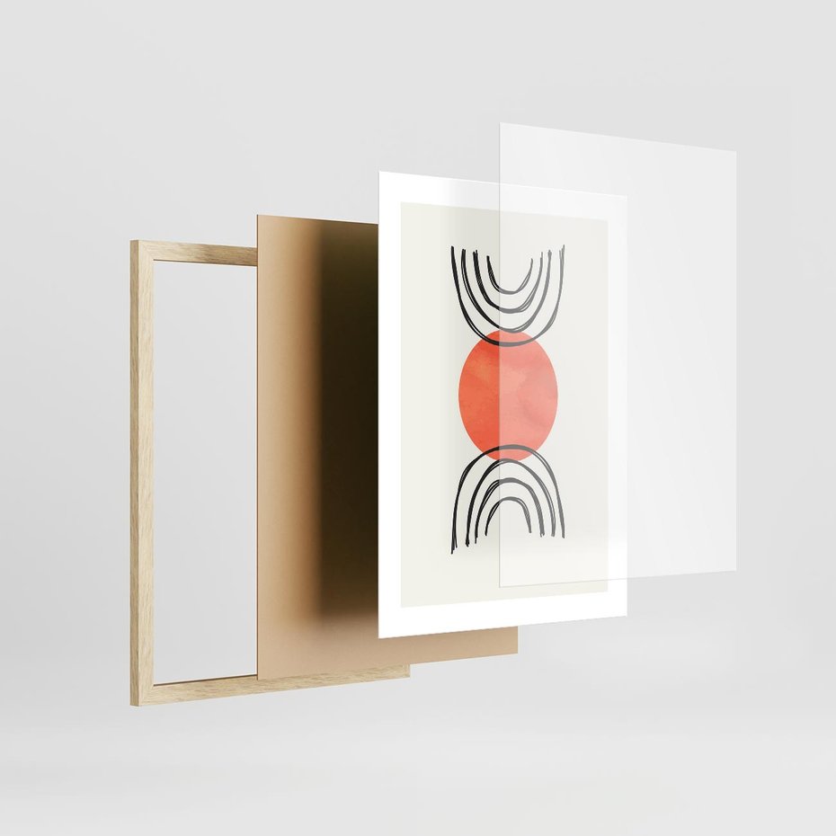 Plakat w ramie 30x40 - Lustrzane Widzenie - koło, boho styl - rama drewno