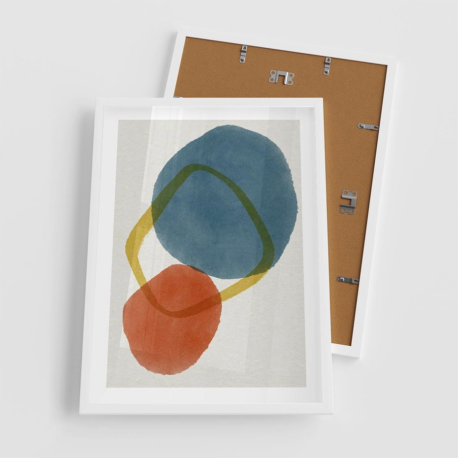 Plakat w ramie 50x70 - Modernistyczna Abstrakcja: Kolorowe Plamy - abstrakcja, modern - rama biała