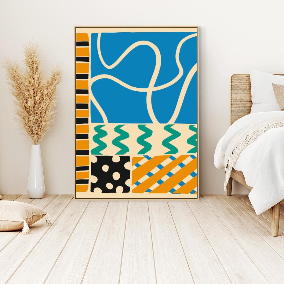 Obraz w ramie 80x120 - Etno Boho - etno ornamenty, boho klimat - rama drewno