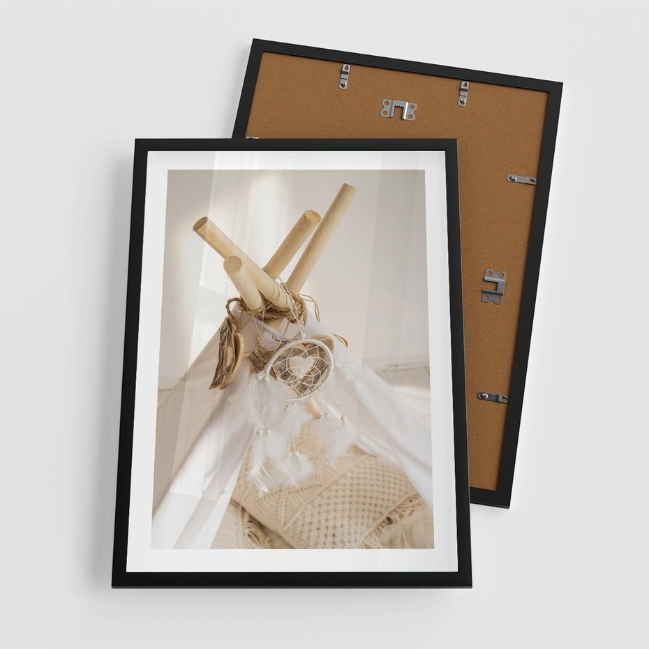 Plakat w ramie 50x70 - Oaza Swobodnego Stylu - boho, tipi - rama czarna