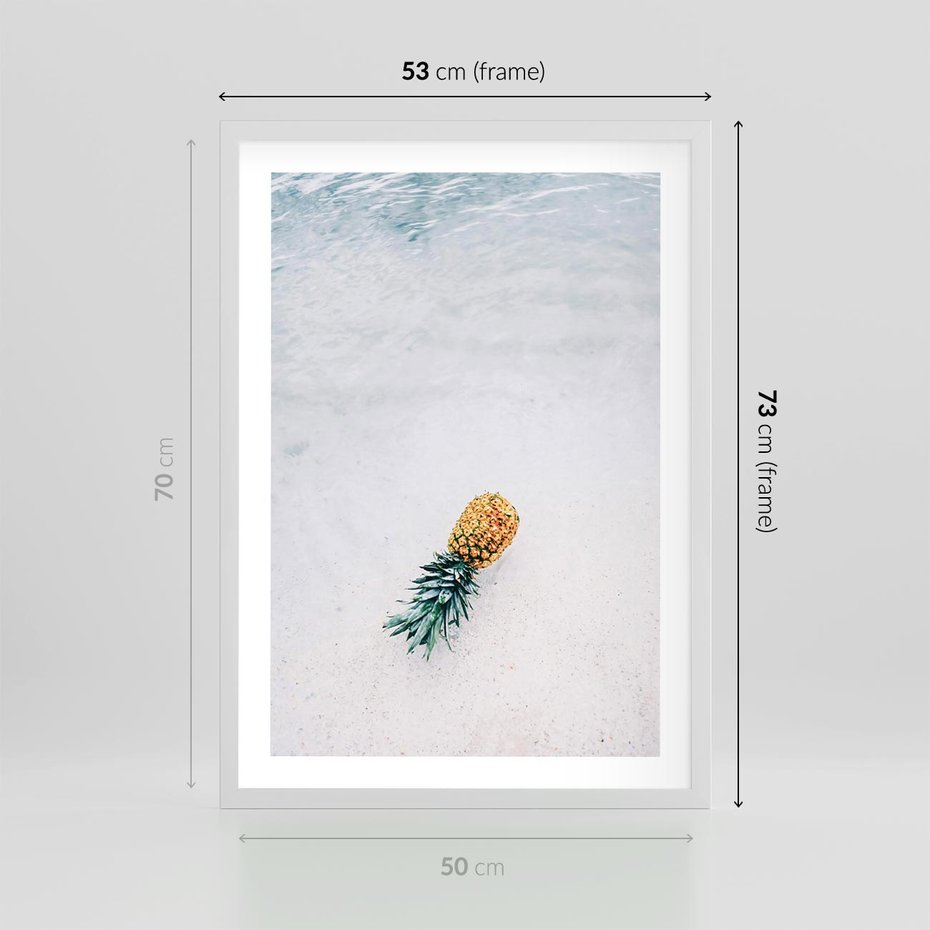 Plakat w ramie 50x70 - Smak Tropików - morze, plaża - rama biała