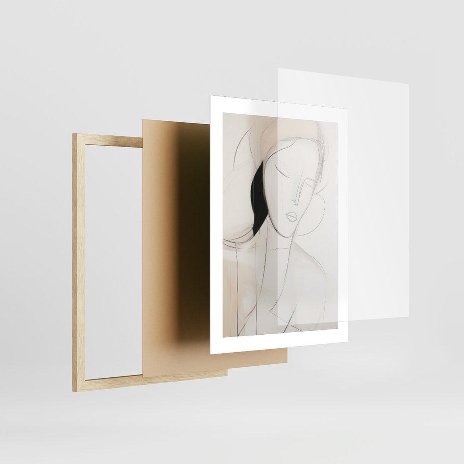 Zestaw obrazy w ramie 50x70 galeria - abstrakcja, akwarela, nowoczesny - rama drewno