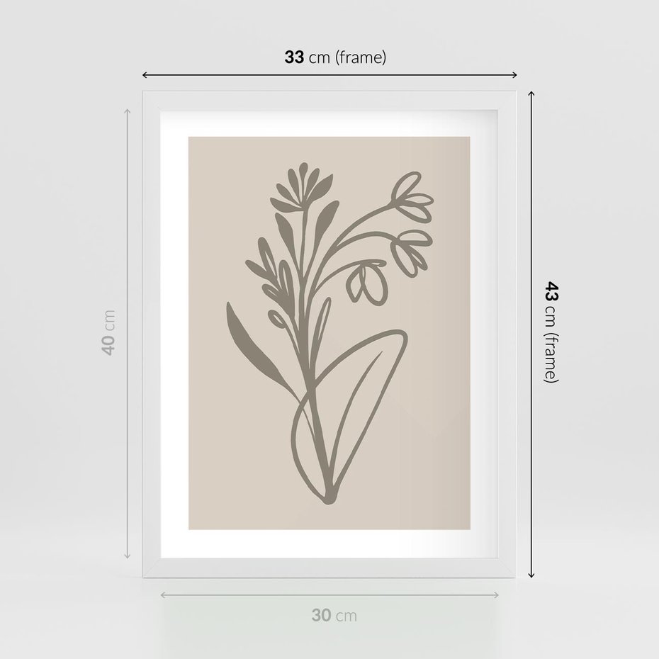 Plakat w ramie 30x40 - Kwiatowe Spektrum - nowoczesny plakat, subtelna sztuka - rama biała