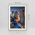 Plakat w ramie 50x70 - Miasto nocą z wieżowcami w tle - miasto, nocą - rama drewno