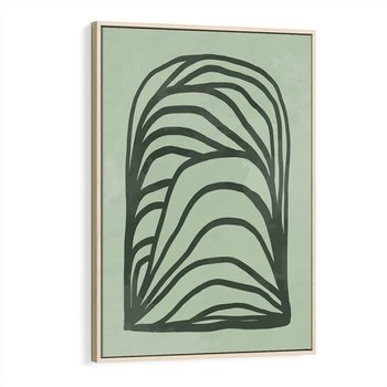 Obraz w ramie 80x120 - Zielonkawy Uścisk Natury - abstrakcyjny zielony motyw, skandynawski design - rama drewno