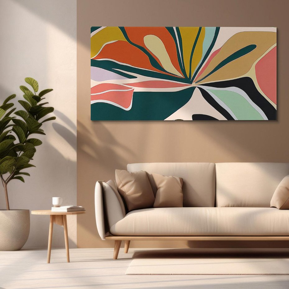 Obraz na płótnie 100x50 - Kolory Ziemi - olejny obraz, abstrakcja w kształcie kwiatu