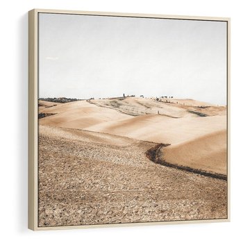 Obraz w ramie 80x80 - Refleksyjny taniec myśli - pustynny krajobraz, odcienie sepii - rama drewno