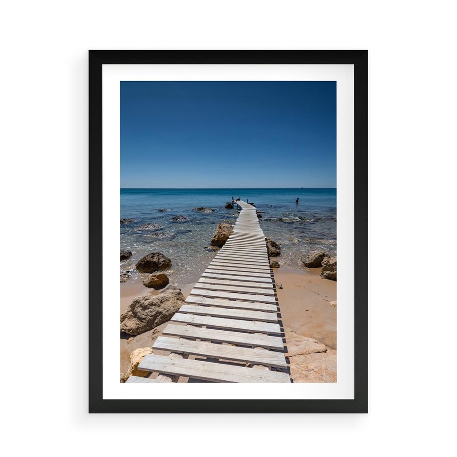 Plakat w ramie 50x70 - Oaza spokoju - plaża, morze - rama czarna