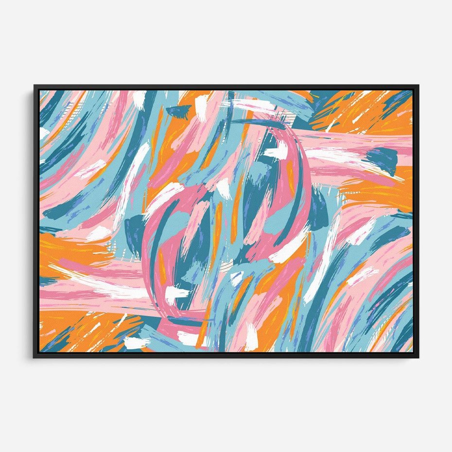 Obraz w ramie 100x70 - Refleksje w krainie abstrakcji - abstrakcja, energiczne pociągnięcia pędzla - rama czarna