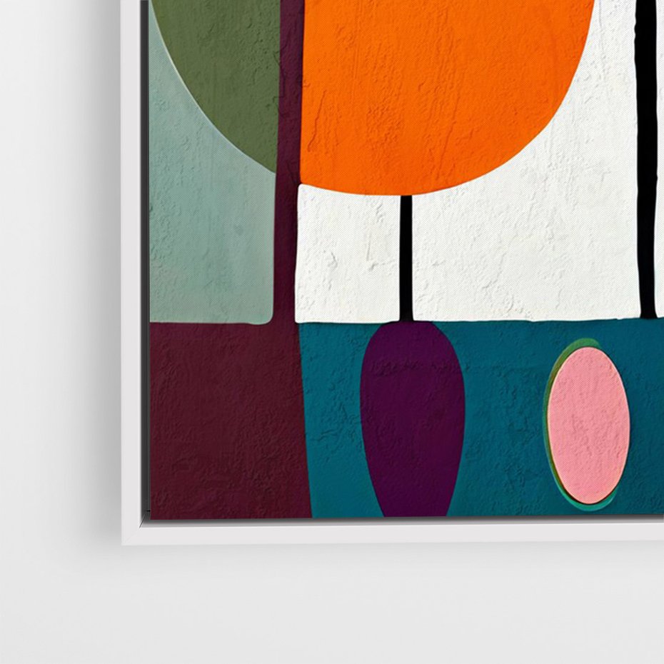 Obraz w ramie 50x70 - Migotliwa Aura Serca - abstrakcyjny obraz olejny, dziwne formy - rama biała