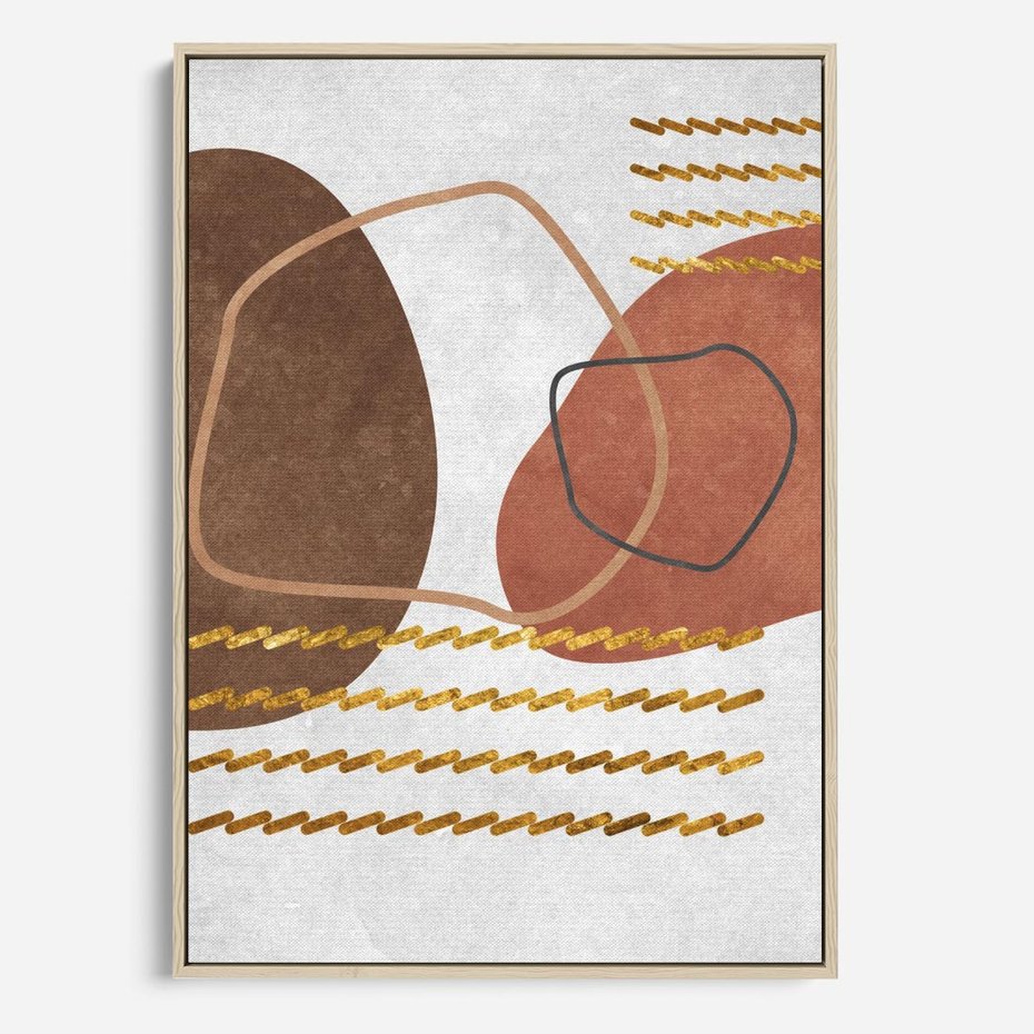 Obraz w ramie 80x120 - Odbicie światła serca - abstrakcyjne rozlane plamy, boho styl - rama drewno