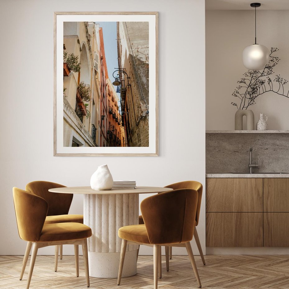 Plakat w ramie 50x70 - Włoskie uroki - włoskie, uliczki - rama drewno
