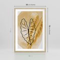 Plakat w ramie 50x70 - Monstera w Złocie - złote liście monstery, grafika - rama drewno
