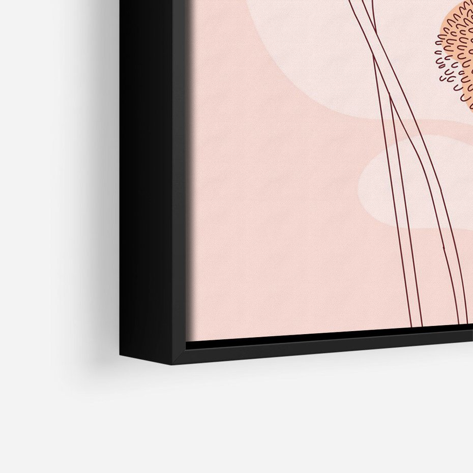 Obraz w ramie 50x70 - Rozkwitające Emocje - minimalistyczny plakat, pudrowe kwiaty - rama czarna