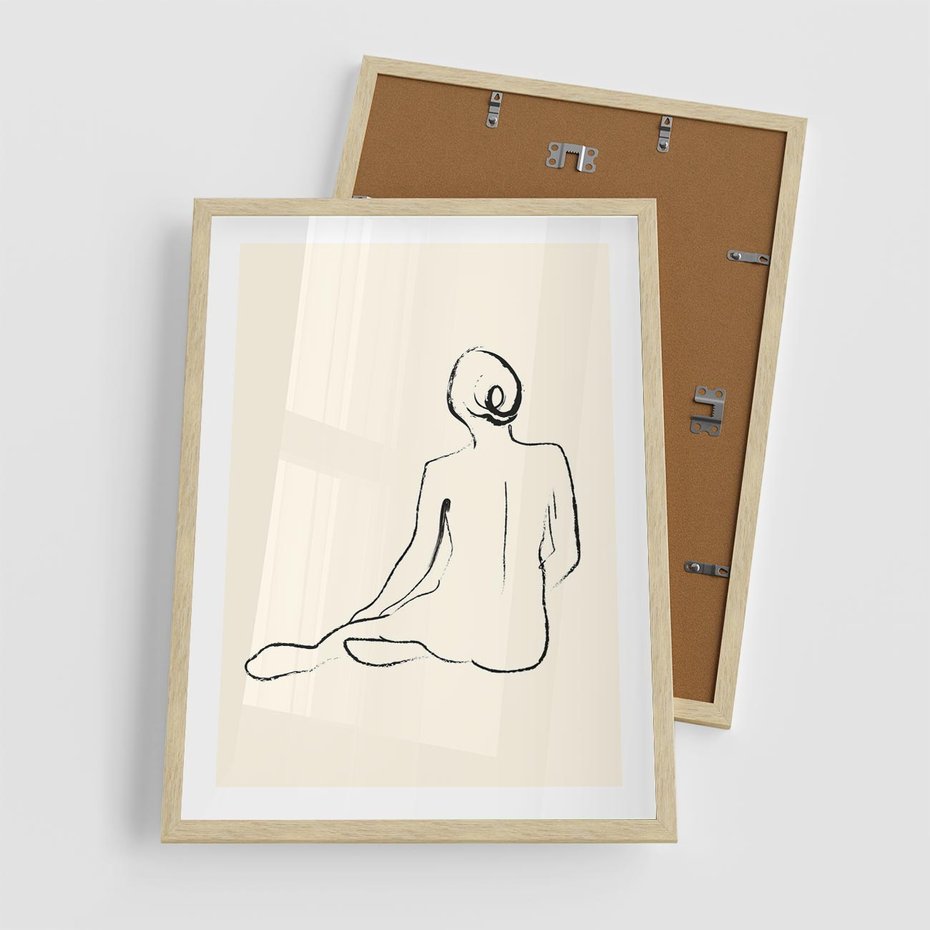 Plakat w ramie 50x70 - Akt w Minimalizmie - kobieta akt, minimalizm - rama drewno