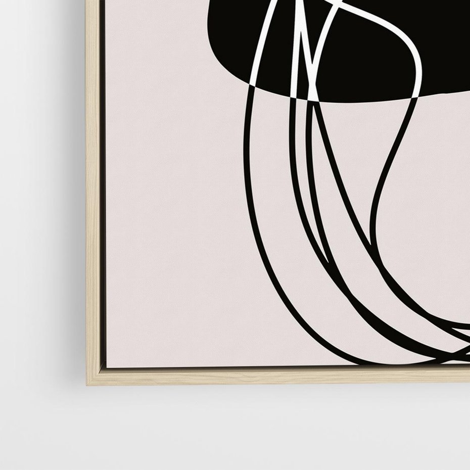 Obraz w ramie 50x50 - Abstrakcyjne Harmonie - abstrakcyjne szkicowane linie, minimalizm - rama drewno