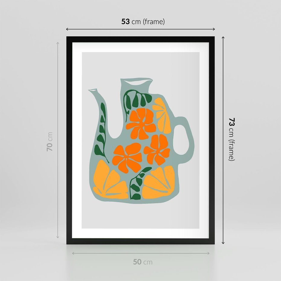 Plakat w ramie 50x70 - Kolorystyczna Ekspresja - czajnik, abstrakcja - rama czarna