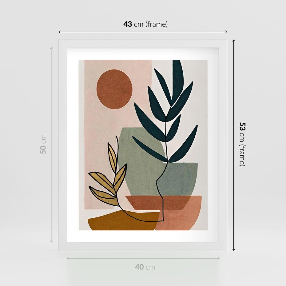 Plakat w ramie 40x50 - Rozkwitająca Boho Wyobraźnia - boho obraz, abstrakcja - rama biała