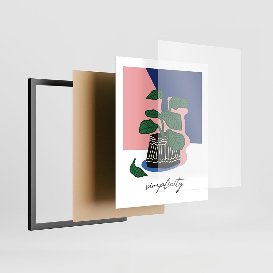 Plakat w ramie 40x50 - Tajemnicze Wibracje - tygrys, kwiaty - rama czarna