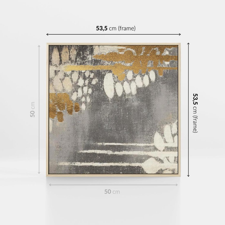 Obraz w ramie 50x50 - Malowane impresje zmysłów - abstrakcyjne plamy, linie - rama drewno