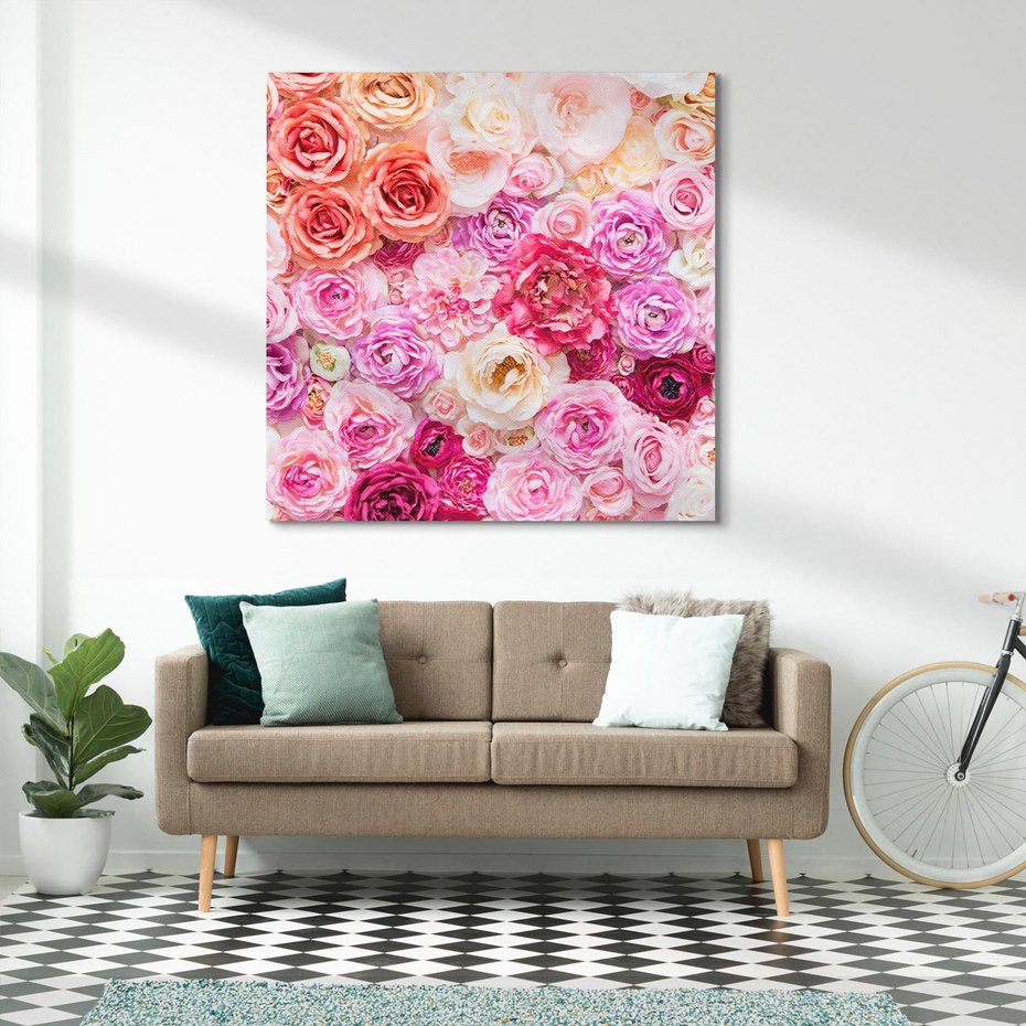 Obraz na płótnie 60x60 - Róże w pełnym rozkwicie - róże, kwiaty