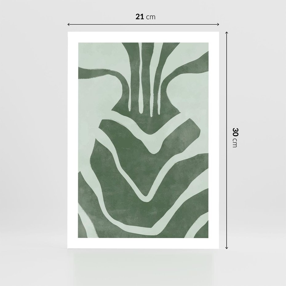 Plakat bez ramy 21x30 - Zieleń Odpoczynku - zielony plakat, nieregularne splątane linie