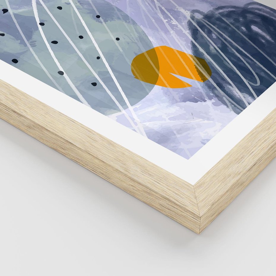 Plakat w ramie 30x40 - Pastelowe Przenikanie - abstrakcyjny plakat do młodzieżowego pokoju, granaty fiolety - rama drewno