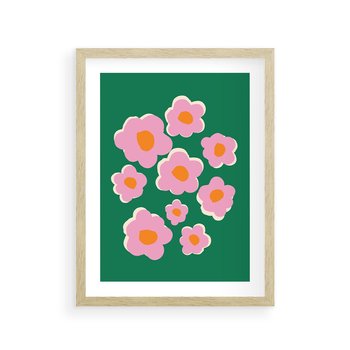 Plakat w ramie 30x40 - Przenikające Refleksje - abstrakcyjny plakat, boho styl - rama drewno