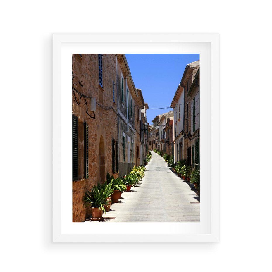 Plakat w ramie 40x50 - Urok uliczki: perspektywa miasta - uliczka, perspektywa - rama biała