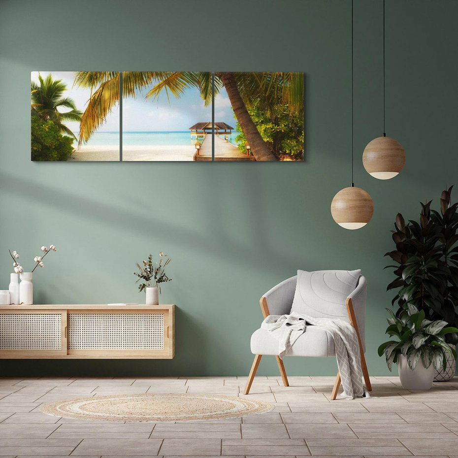 Obraz na płótnie 150x50 - Rajski relaks na Malediwach - Malediwy, plaża