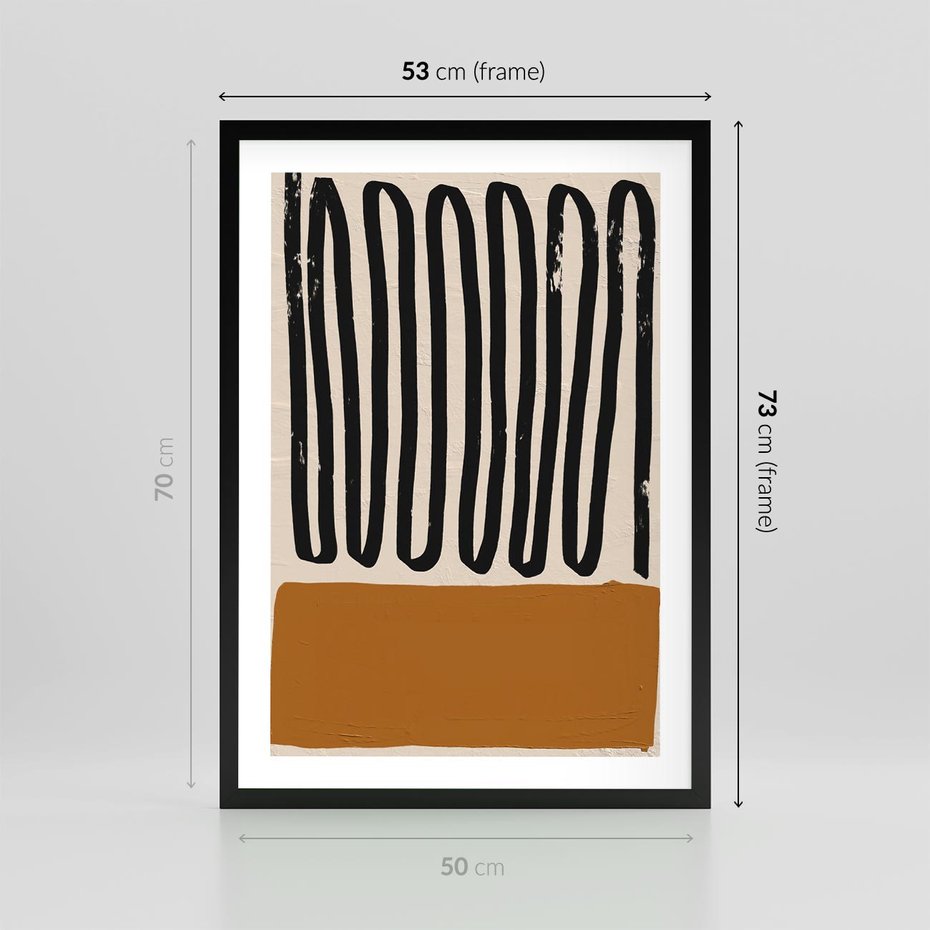 Plakat w ramie 50x70 - Boho Impulsy Kreatywności - abstrakcyjny plakat, brąz - rama czarna