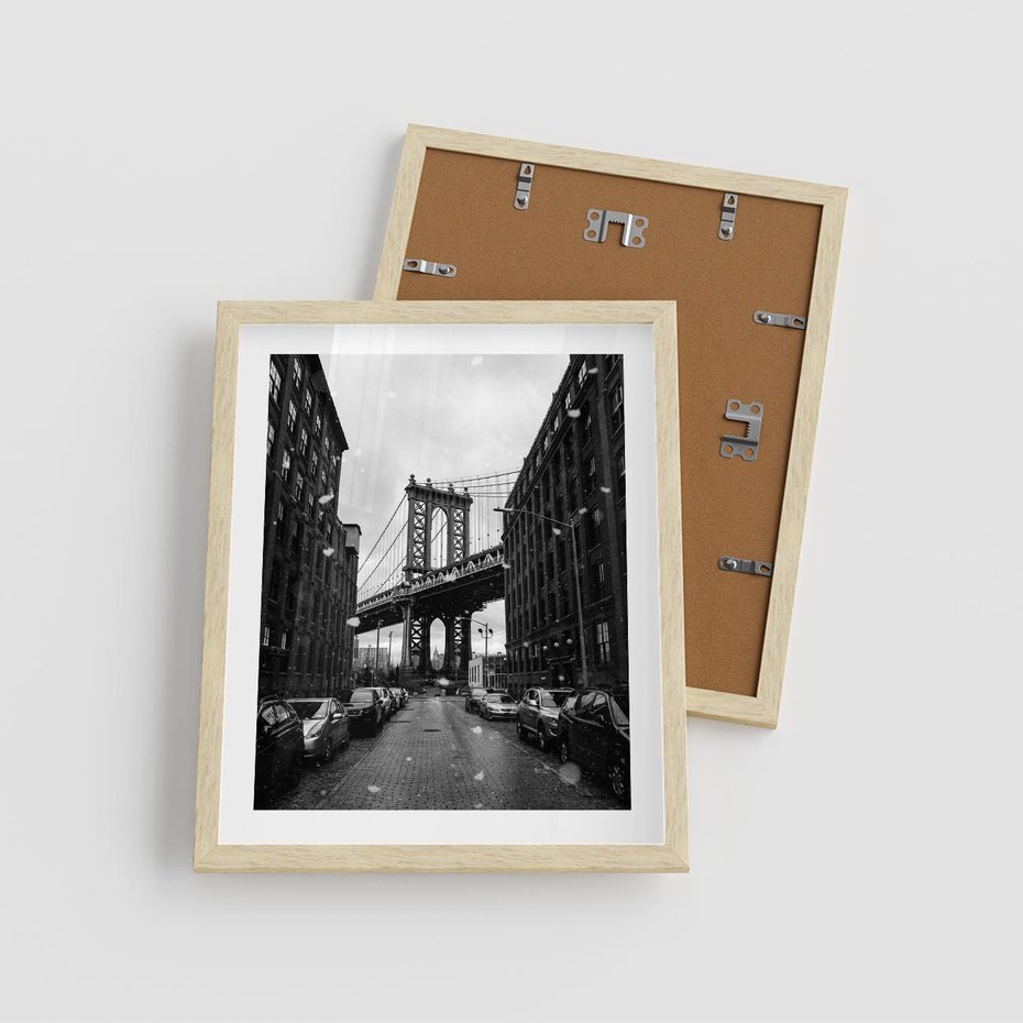Plakat w ramie 40x50 - Ikona Miasta - Nowy Jork, most - rama drewno