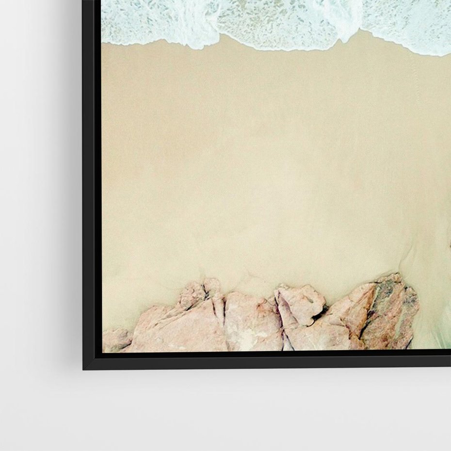 Obraz w ramie 100x70 - Turkusowe Skrzydła - morze, plaża - rama czarna