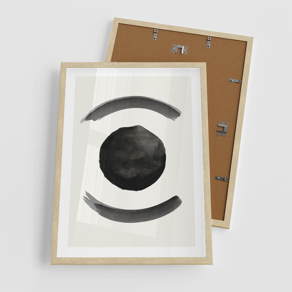 Plakat w ramie 50x70 - Bezczasowe Echo - abstrakcyjne plamy okręgi, akwarelowe - rama drewno