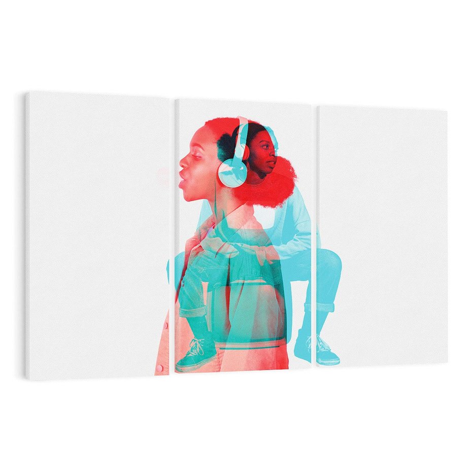 Obraz na płótnie 120x80 - Rytmy Wspomnień - kolaż zdjęć, kobieta